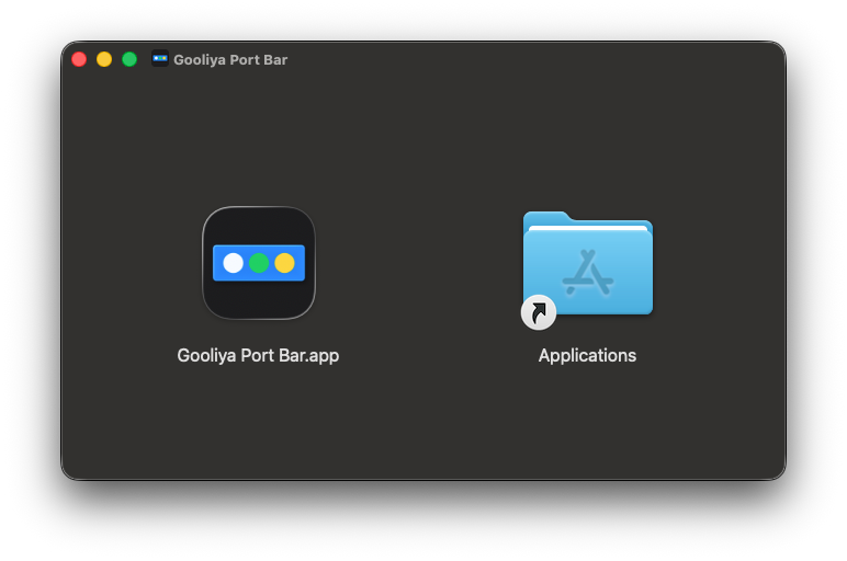把 Gooliya Port Bar.app 拖進 Applications 資料夾
